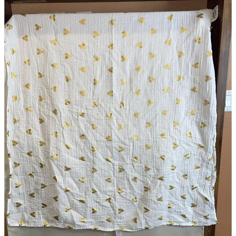 Cloud Island Muslin Gauze Swaddle Baby Blankets Pink Flowers Hearts‎ 47"